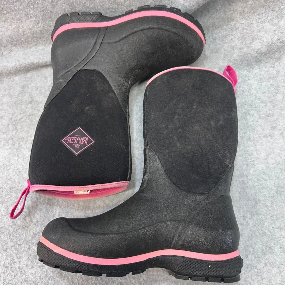 Muck Logo Kids Black Pink Muck Boot Company Waterproof Neoprene Boots Size 1